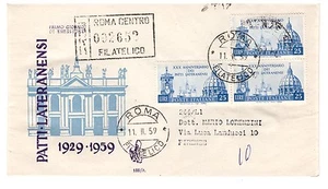 FDC VENETIA CLUB 1959 - PATTI LATERANENSI VIAGGIATA - Foto 1 di 1