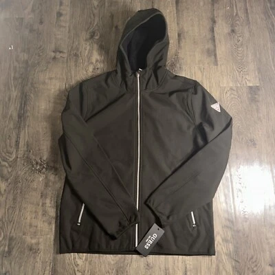 GUESS Men's Softshell Jacket w/ Hood - Guess Zip Up Jacket Medium (OLIVE GREEN) - Image 1 of 3