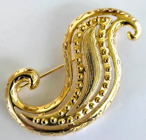 Spilla vintage con perline e vortice design paisley testurizzato tono oro 2-1/4" L - Foto 1 di 3