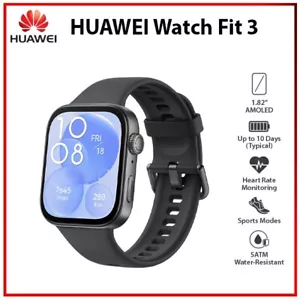 Huawei Watch Fit 3 BLACK 1.82" 5 ATM AMOLED Bluetooth Android iOS Smartwatch - Picture 1 of 6