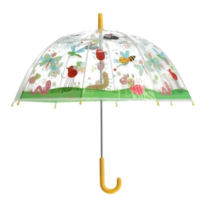 Transparenter Kinder Regenschirm mit Insekten Motiven und gelben Griff - Bild 1 von 3