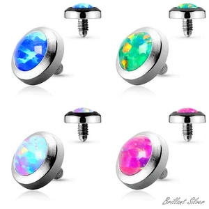 Microdermalpiercing Opal Aufsatz Flach 1,6mm Gewinde für Dermal Anker Anchor - Bild 1 von 5