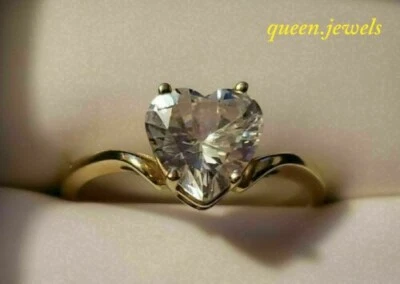 Heart Shape 2.30CT Lab-Created Diamond Solitaire Wedding Ring 14K Yellow Gold FN - Image 1 of 4