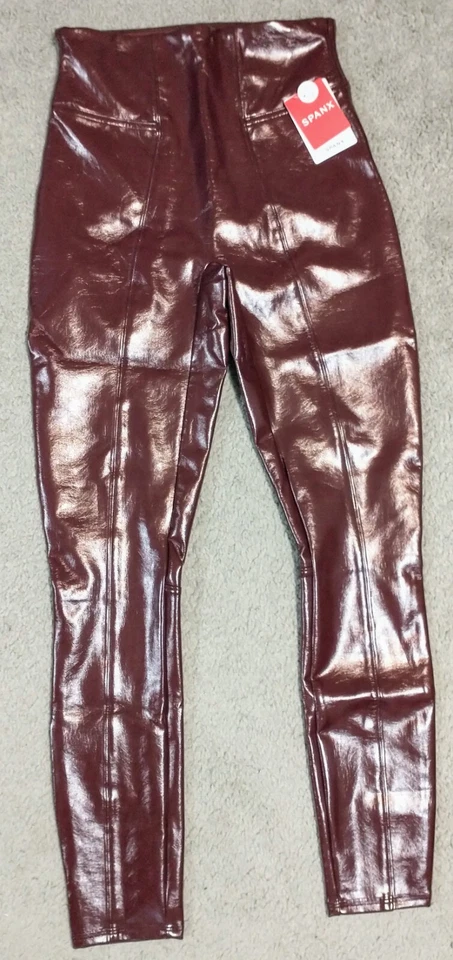 Spanx Faux Patent Leather Leggings Women’s Size XS Petite XSP Ruby Red 20301Q