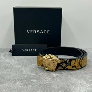 NWT Versace Teens La Medusa Hibiscus Print Reversible Belt Size L With Box - Picture 1 of 16