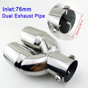 Doble Salida 76mm 3" Pulgadas Accesorios Silenciador Trasero Tubo de Escape Punta Garganta Borde - Imagen 1 de 8