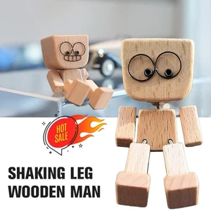 Shaking Wooden Man Figure Decoration,Shaking Feet Wooden Doll 2026 - Picture 1 of 14
