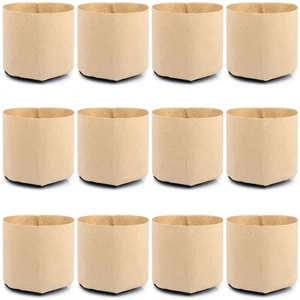 Paquete de 12 macetas/bolsas de cultivo de plantas de tela bronceada aireación básica de 1 galón 200GSM - Imagen 1 de 1