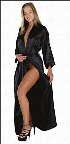 Dessous - Edel Satin Negligé - Kimono schwarz - Bild 1 von 1