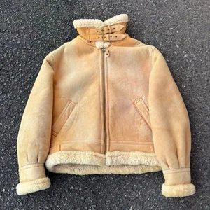 Giacca cammello AVIREX rara stile AVIATION RAF IRVIN B-3 Real Mouton taglia L - Foto 1 di 24