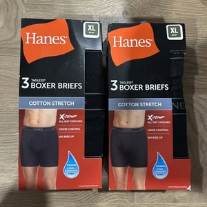 Hanes 6 pares de calzoncillos boxer XL de algodón elástico X Temp para hombre, negros - Imagen 1 de 2