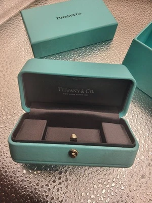 Tiffany &co .leather&satin earings gift presentation case in box empty box - Image 1 of 4