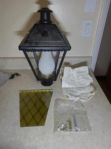 NOS Vtg 60s Progress Outdoor Post Lamp Lantern Light Fixture No P5491 Amber Lens - Picture 1 of 21