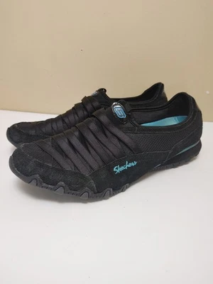 Zapatos Skechers para mujer talla 8 ciclistas fijación sin cordones cuero negro/textil #22038 Foto 1 de 4