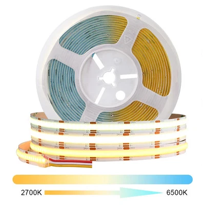 CCT COB LED Strip 608 LED/m Flexible Dimmable 2700K to 6500K LED Light DC12V 24V - Image 1 of 4