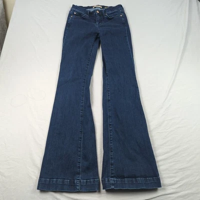 Pantalones de mezclilla 7 for all Mankind para mujer 26 azul dojo acampanado elástico informal boho lavado oscuro Foto 1 de 4