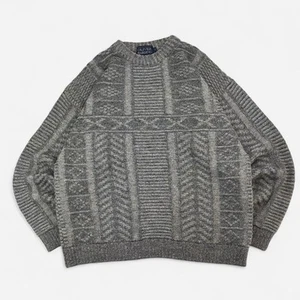 Vintage Woll Strick Pullover Grau Größe L Slouchy Relaxed Fit Made In England - Bild 1 von 7