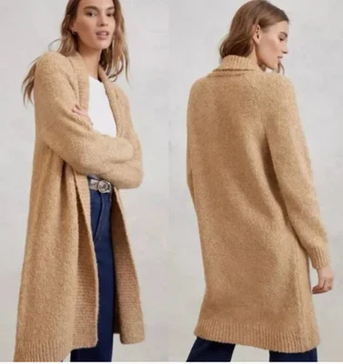 Cárdigan plumero tejido mezcla lana topo Longline de Anthropologie Lilla talla M Foto 1 de 4