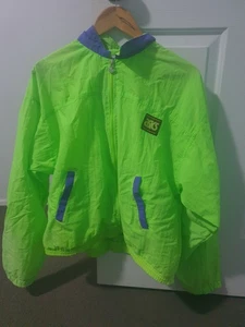 Vintage 90s ASICS  Fluro Green Windbreaker Preloved Size  - Picture 1 of 9