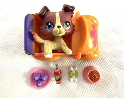 Littlest Pet Shop LPS #1262 Nintendo Collie Ojo Azul Marrón Auténtico con Acceso Foto 1 de 4
