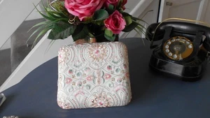 THE TAN CLAN HARD BODIED WHITE SILK EMBROIDERED BOHO BOY CLUTCH with CHAIN NEW - Picture 1 of 7
