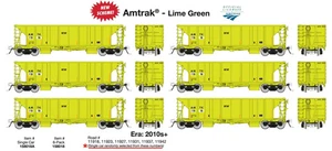 Rapido 158018, Spur HO NSC Schotterwagen, Amtrak AMTK limettengrün, 6 Stück - Bild 1 von 1
