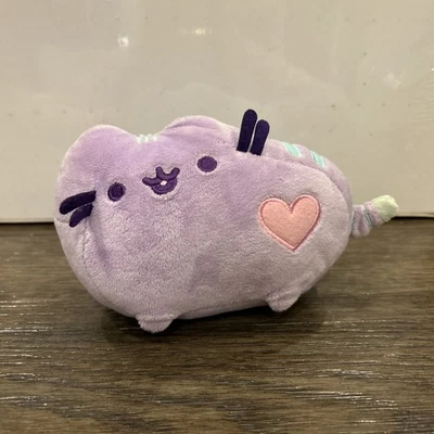 Pusheen Plush Cat 6" Purple Pink Heart Teal Stripes 2015 Stuffed Animal No Tag - Image 1 of 4