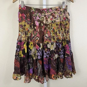 Himalaya Gauzy Boho Patchwork Skirt M Medium Tiered Floral Hippie Festival Y2K - Picture 1 of 6