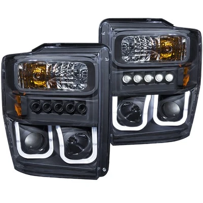 Faros de lente transparente para 08-10 Ford F-250 SD SIN LUCES DE HAZ SELLADAS [Negro] Foto 1 de 3