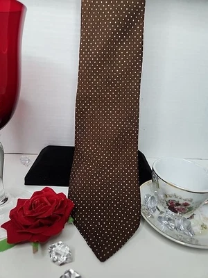 Corbata para hombre Stafford marrón con puntos de poka tostados  Foto 1 de 4
