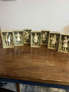 Vintage-Style Porcelain Angel Ornaments SET OF 7 W/ Boxes Costco Import Glitter - Picture 1 of 10