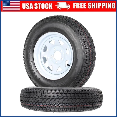 2 Pack ST175/80D13 Trailer Tires with Rims 175/80 D 13 LRC 5 Lug on 4.5", 6PR — 第 1/4 张图片