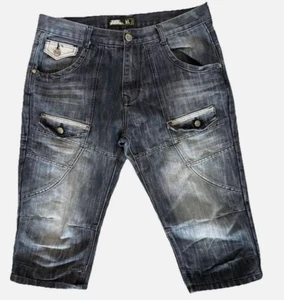 Mens No Fear Cargo Denim Jean Shorts Blue Knee Length Skateboarding XL Y2K - Picture 1 of 3