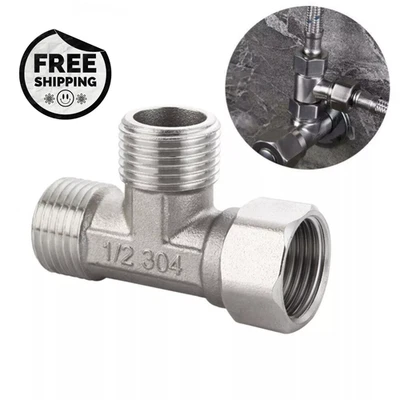 T Adapter 3 Ways Valve/For Diverter Bath Toilet/Bidet Sprayer Shower Head/G1/2 - Image 1 of 4