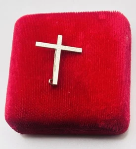Silberfarbene einzigartige Kreuz religiöse Brosche Anstecknadel Jesus Christus christlicher Glaube Vintage - Bild 1 von 6