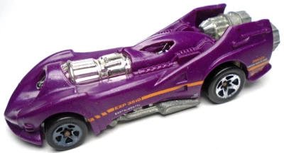 Coche Hot Wheels Power Rocket 1995 púrpura fundido a presión 1:64 3 1/4" con rayas naranjas Foto 1 de 4