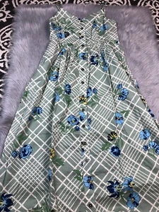 Modcloth Womens Quite Clearly Charismatic Midi Floral Green Dress Sz Large - Picture 1 of 11