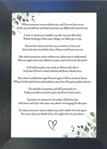 Funeral Memorial Poem Print - choice of frame "When Tomorrow Comes Without Me" - Picture 1 of 8
