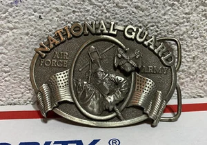 Vintage 1982 Solid Heavy National Guard USAF Army Belt Buckle MINTY - Picture 1 of 7
