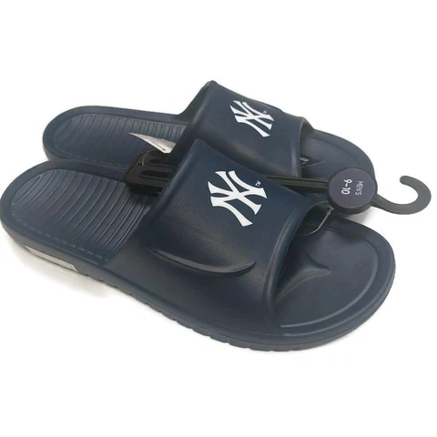 FOCO Mens Size M (9-10) New York Yankees Shower Slides Blue Sandals Flip Flops Cover