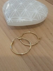 750 Gelbgold Creolen Poliert Toller Bügelverschluss – Edles Geschenk - Bild 1 von 5