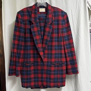 Traje Falda Vintage Pendleton 2 Piezas Rojo Tartán Cuadros Pura Lana Virgen Talla 12 EE. UU. - Imagen 1 de 12