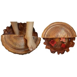 2 Unique Rustic Copper Foot Soaking Massage Spa Therapy Pedicure Pedi Bowls - Picture 1 of 8