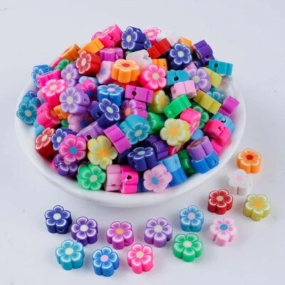 Polymer Clay Flower Beads Spacer Loose Mix Colour For Jewellery Making x20 - Image 1 of 4