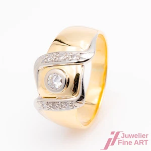 Ring Solitaire Ring 585/14K Yellow Gold White Gold Diamond Size 53,5 - Picture 1 of 3