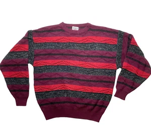 Suéter Vintage Peter Et Jon Acrílico Rayas Difuso Cuello Redondo Años 80 90 Rojo Gris Top - Imagen 1 de 8