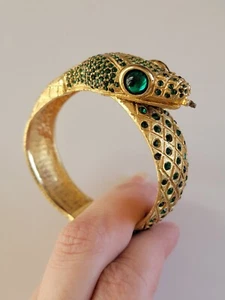 Brazalete DeNicola Vintage Serpiente Estrás Clamper Tono Dorado - Imagen 1 de 11