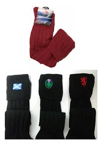 Mens Kilt Hose Colours Scottish Wool Socks Black Red Cream Purple Ecru - Picture 1 of 14