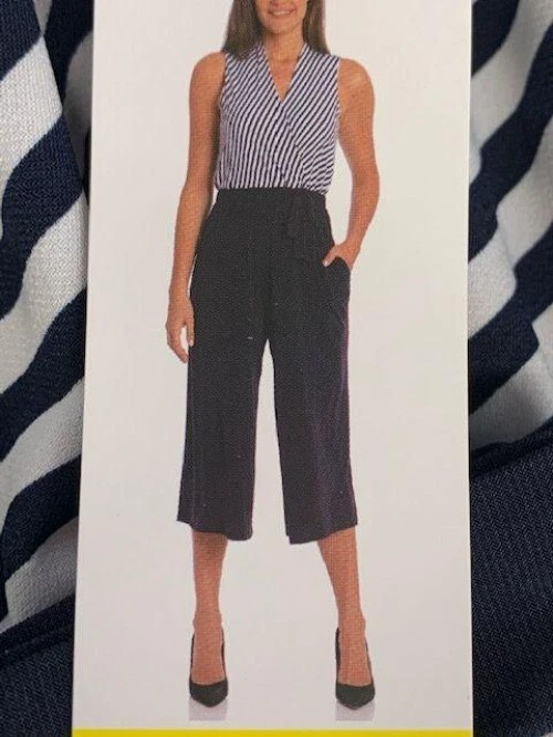 Sandra Darren Ladies Jumpsuit (navy/ivory Small)