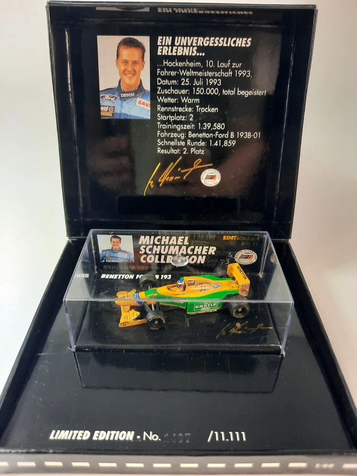 Minichamps Benetton B193 #5 M. Schumacher Hockenheim 1993 1/64 510641111 MSC#11 - Immagine 1 di 4